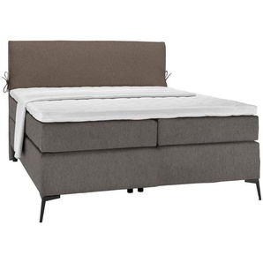 Hom`in Boxspringbett, Braun, Grau, Textil, H2 + H3, 7-Zonen, Höhe ca. 18 cm, 120x200 cm, Topper durchgehend, Wendematratze mit unterschiedlichen Härtegraden, Kinder- & Jugendzimmer, Jugendmöbel, Jugendbetten, Jugend-Boxspringbetten