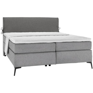 Hom`in Boxspringbett, Grau, Dunkelgrau, Textil, H2 + H3, 7-Zonen, Höhe ca. 18 cm, 200x200 cm, Topper durchgehend, Wendematratze mit unterschiedlichen Härtegraden, Kinder- & Jugendzimmer, Jugendmöbel, Jugendbetten, Jugend-Boxspringbetten