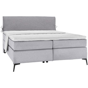 Hom`in Boxspringbett, Grau, Hellgrau, Textil, H2 + H3, 7-Zonen, Höhe ca. 18 cm, 180x200 cm, Topper durchgehend, Wendematratze mit unterschiedlichen Härtegraden, Kinder- & Jugendzimmer, Jugendmöbel, Jugendbetten, Jugend-Boxspringbetten