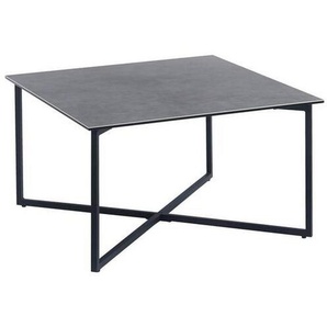 Hom`in Couchtisch, Grau, Schwarz, Metall, Glas, Keramik, quadratisch, eckig, X-Form, 75x45x75 cm, einfacher Aufbau, Wohnzimmer, Wohnzimmertische, Couchtische, Glas-Couchtische