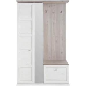 Hom`in Garderobe, Grau, Pinien, Holzwerkstoff, 3-teilig, 123x196.7x38.5 cm, Garderobe, Garderoben-Sets