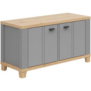 Hom`in Garderobenbank, Grau, Eiche Artisan, Kunststoff, 1-Sitzer, 94x51x38 cm, Garderobe, Garderobenbänke, Garderobenbänke