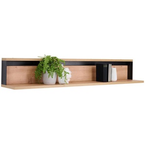 Hom`in Wandboard Wohnzimmer, Schwarz, Eiche Artisan, Holzwerkstoff, 155x26x25 cm, Wohnzimmer, Regale, Wandboards