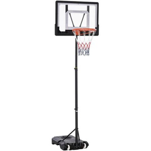 Homcom - Basketballständer höhenverstellbar Basketballanlage für Kinder Basketballkorb mit Räder draußen Stahl pvc hdpe Schwarz 83 x 75 x 206-260 cm