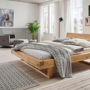 Home affaire Bettanlage Ultima, (Set, 3-tlg), 3tlg., aus Fichtenholz in Balken-Optik, aus 180 cm Bett, 2 Nachttische