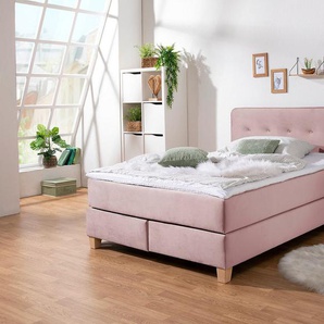 Home affaire Boxspringbett Fargo, in Überlänge 220 cm, mit Topper, 3 Ausführungen, 4, Breiten