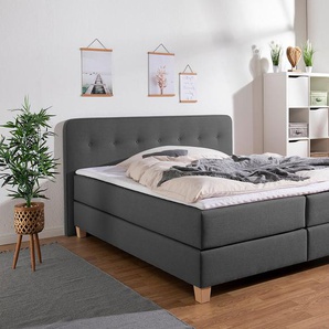 Home affaire Boxspringbett Fargo, inkl. Topper, in 3 Matratzenarten, in Samt- oder Strukturstoff