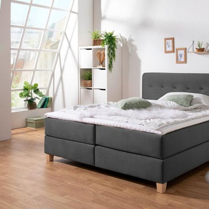 Home affaire Boxspringbett Fargo, inkl. Topper, in 3 Matratzenarten, in Samt- oder Strukturstoff