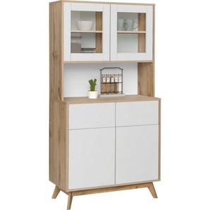 Home affaire Buffet Skandi 2 Glastüren, 2 Holztüren und 2 Schubkasten, Breite 84cm, Höhe 165cm