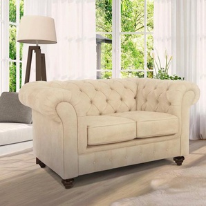 Home affaire Chesterfield-Sofa Duc 2-Sitzer, hochwertige Knopfheftung im Rücken, Samtoptik mit changierender Optik