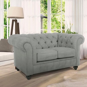 Home affaire Chesterfield-Sofa Duc 2-Sitzer, hochwertige Knopfheftung im Rücken, Samtoptik mit changierender Optik