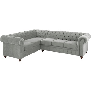 Home affaire Chesterfield-Sofa Duc Ecksofa L-Form, hochwertige Knopfheftung im Rücken, Samtoptik mit changierender Optik