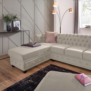 Home affaire Chesterfield-Sofa New Castle L-Form, hochwertige Knopfheftung in Chesterfield-Design, B/T/H: 255(171/72)