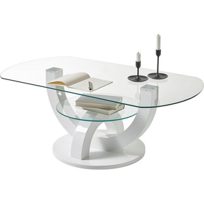 HBZ Couchtisch Boston, Glastisch, Tisch mit U-Form Gestell in weiß hochglanz
