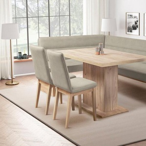 Home affaire Eckbankgruppe Beluna + Cross Essecke Sitzgruppe Eckbank Küchenbank BESTSELLER, (Set, 4-tlg., Eckbank, 2 Stühle und Tisch), Sitzgruppe Esszimmer Stühle Tisch und Bank bequem gepolstert