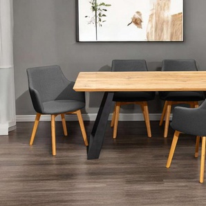 Home affaire Essgruppe Ena Sitzgruppe für Küche/Esszimmer, Esstisch mit 4 Polsterstühlen 5tlg, (Set, 5-tlg., 5-tlg), Stuhlbeine in Eiche Natur oder Buche Schwarz, Tisch 180 cm, U-Gestell