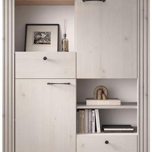 Home affaire Highboard Country Höhe 160 cm u. Breite 118 cm, Kommode 2 Türen, 2 Schubkästen, Schrank im Landhausstil, viel Stauraum, mit Metallgriffe, MDF-Rahmen