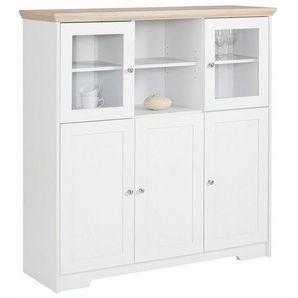 Home affaire Highboard Nanna, Vitrine in Eichen-Optik, Breite 118 cm