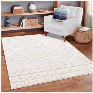 Home affaire Hochflor-Teppich Andro, rechteckig, Höhe: 20 mm, Boho Scandic Stil, weich, Hoch Tief Struktur, Wohnzimmer, Schlafzimmer