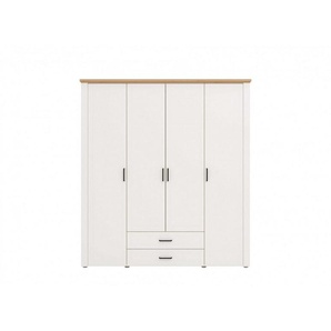 Home affaire Kleiderschrank Valencia Schlafzimmerschrank Garderobe Landhaus Design Bestseller Schrank inkl. 8 Einlegeböden, 2 Schubladen, Kleiderstange