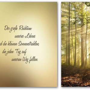 Home affaire Leinwandbild Der große Reichtum unseres Lebens sind…, (Set), Sonnenuntergang, Zitate, Sprüche, Wald