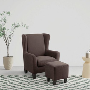 Home affaire Ohrensessel Chilly, Sessel mit Hocker und Federkern-Polsterung, (Set, 2-St., bestehend aus Sessel und Hocker), in Cord und Microfaser-Bezug, Unser Dauertiefpreis