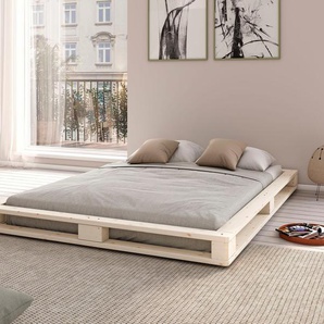 Home affaire Palettenbett PALO  BESTSELLER!, Bodenbett, zertifiziertes Massivholz (Kiefer)