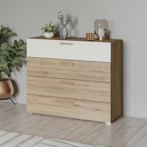 Home affaire Schubkastenkommode Bitry, Breite 100 cm, Sideboard mit Schubladen, viel Stauraum, Mehrzweckschrank fühlbare Struktur, Holzoptik