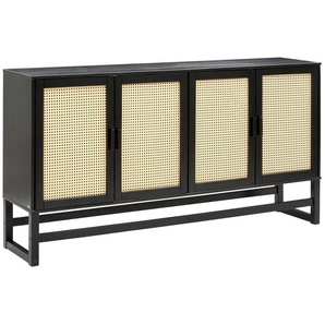 Home affaire Sideboard Linz, Kommode mit Rattangeflecht auf den Türfronten, aus Massivholz