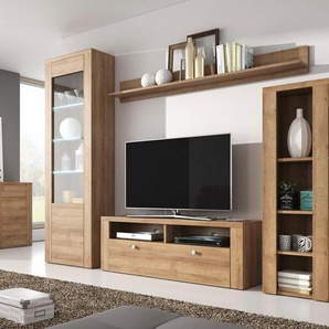 Home affaire Wohnwand Larona, Anbauwand, Set 4 Teilig, (Set, 4-St), bestehend aus 1 TV-Board, 1 Highboard, 1 Vitrine, 1 Wandregal