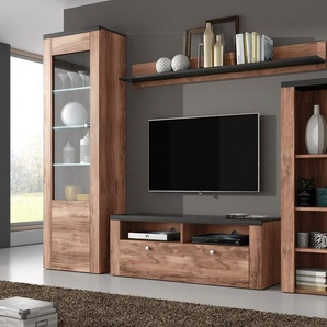 Home affaire Wohnwand Larona, Anbauwand, Set 4 Teilig, (Set, 4-St), bestehend aus 1 TV-Board, 1 Highboard, 1 Vitrine, 1 Wandregal