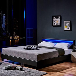 HOME DELUXE - LED Bett ASTRO Farbe: Schwarz, Größe: 180 x 200 cm LED Polsterbett Bett Bettgestellt