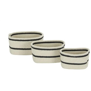 HOME STORY Aufbewahrungskorb, 3er Set - creme - Naturfaser, Polyester - 18 cm - 13 cm | Möbel Kraft