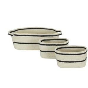 HOME STORY Aufbewahrungskorb, 3er Set - creme - Naturfaser, Polyester - 23 cm - 13 cm | Möbel Kraft