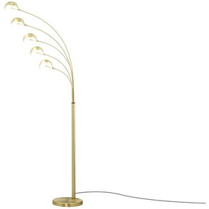 KHG Bogenleuchte, 5-flammig, Messing-matt - gold - Materialmix - 88 cm - 200 cm - 31 cm | Möbel Kraft