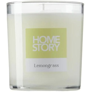 HOME STORY Duftkerze im Glas Lemongrass ¦ grün ¦ Wachs, Glas ¦ Maße (cm): H: 1  Ø: 1