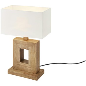 KHG Holztischleuchte, 1-flammig, Schirm eckig - braun - Materialmix - 35 cm - 53 cm - 17,5 cm | Möbel Kraft