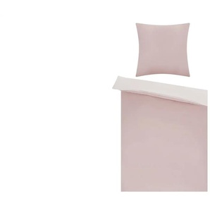 HOME STORY Renforcé Wende-Bettwäsche Solid Piping | rosa/pink | 200 cm |