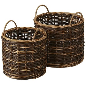 HOME STORY Weidenkorb, 2er Set - braun - Weide, Rattan - 51 cm - [48.0] | Möbel Kraft