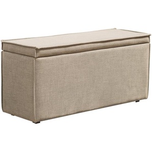 home24 Bettbank, Beige, Textil, 140x51x40 cm, Truhe im Sitz, Wohnzimmer, Hocker, Sitzhocker