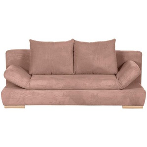 home24 Schlafsofa, Altrosa, Textil, Buche, massiv, 2-Sitzer, 200x75x92 cm, Stoffauswahl, Schlafen auf Sitzhöhe, Rücken echt, Armteil links, rechts, Wohnzimmer, Sofas & Couches, Schlafsofas, Schlafsofas mit Bettkasten