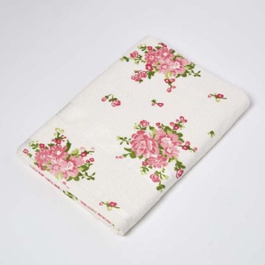 Frottee Badetuch creme Vintage Blumen pirsich - Homescapes