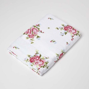 Frottee Badetuch weiß Vintage Blumen pink - Homescapes