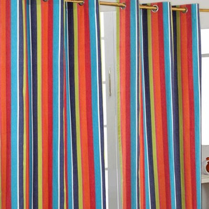 Gardinen mit Ösen Multi-Streifen 2er Set 100% Baumwolle, 228x137 cm - Homescapes