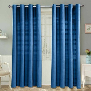 HOMESCAPES Gardinen mit Ösen Rajput blau im 2er Set, 228 x 167 cm