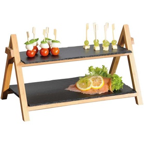 Homeware Profession. Servierplatte, Schwarz, Holz, Stein, Bambus, rechteckig, 6x31x45 cm, Tischkultur & Servieren, Servierplatten