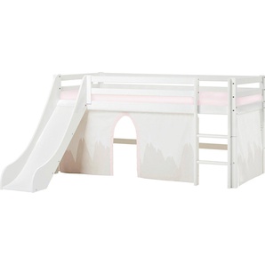 Hoppekids Hochbett «Winter Wonderland» (Set, 4-St) 90x200 mit Rutsche, Vorhang & Matratze