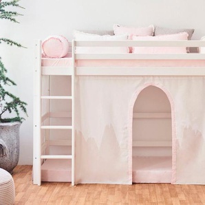 Hoppekids Hochbett «Winter Wonderland» (Set) Massiv m. Vorhang umbaubar in Einzelbett