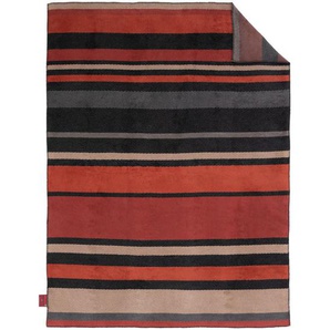 Ibena Wohndecke Latina, Anthrazit, Terracotta, Textil, Streifen, 150x200 cm, Textiles Vertrauen - Oeko-Tex®, Made in Germany, DIN EN ISO 9001, Oeko-Tex® Standard 100, Kettelrand, Wohntextilien, Decken, Kuscheldecken