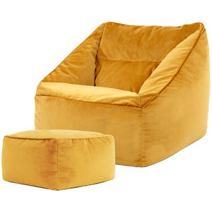 icon Natalia Velvet Giant Bean Bag Armchair & Footstool